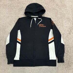 Vintage 2000s Harley Davison Women's Large Zip-up Hoodie Motorcycle Biker